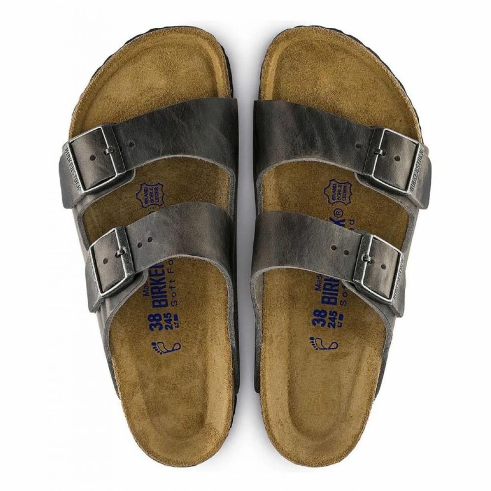 Birkenstock Arizona Softbed Oiled Leather In Iron - Image 4