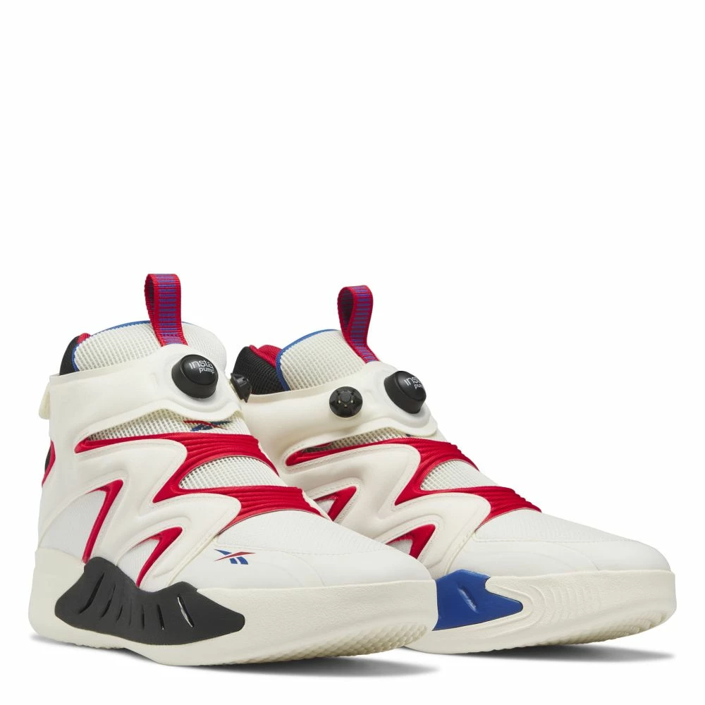 Reebok Men's Instapump Fury Zone Mid Basketball Shoes In Classic White/Vector Red/Vector Blue - Image 2