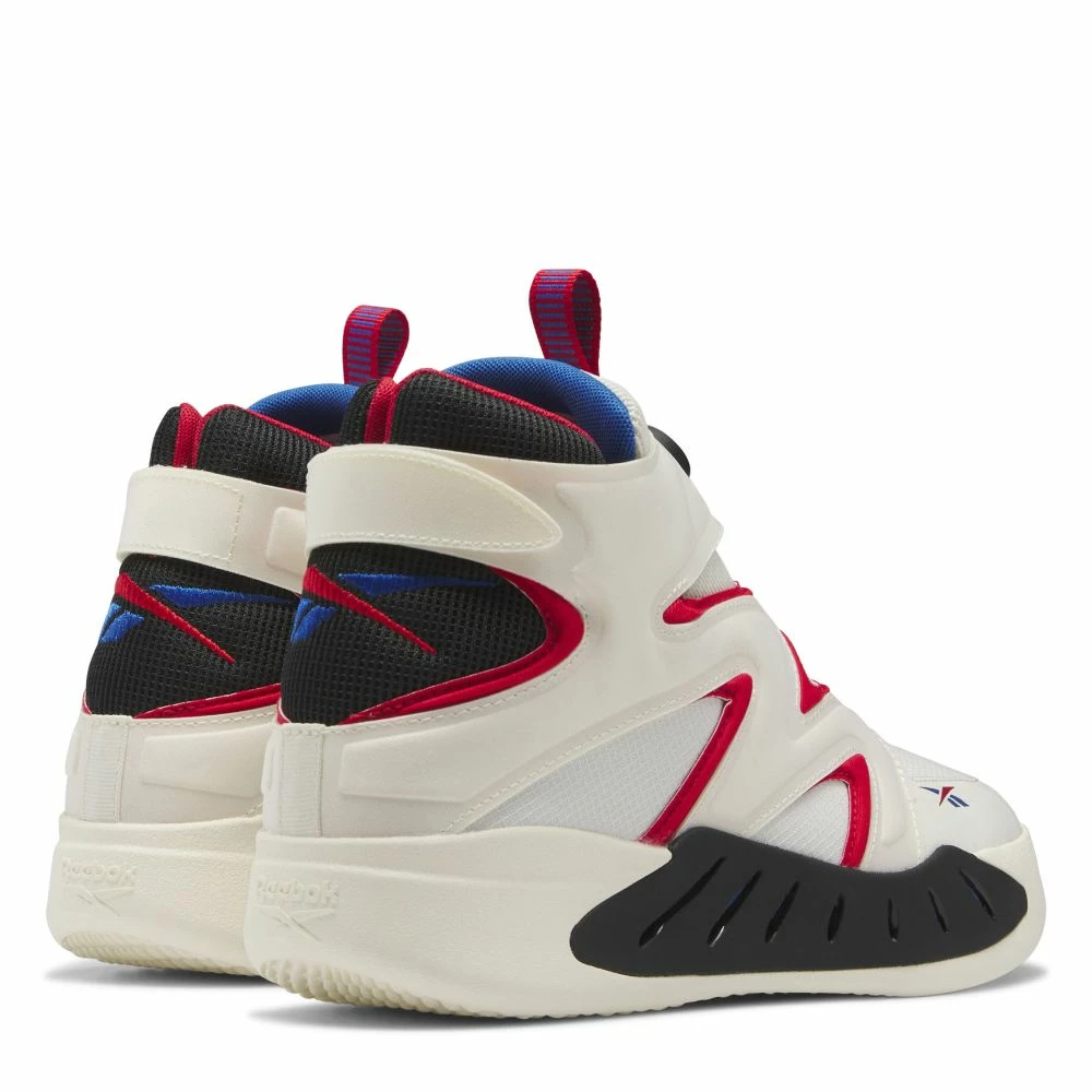 Reebok Men's Instapump Fury Zone Mid Basketball Shoes In Classic White/Vector Red/Vector Blue - Image 4