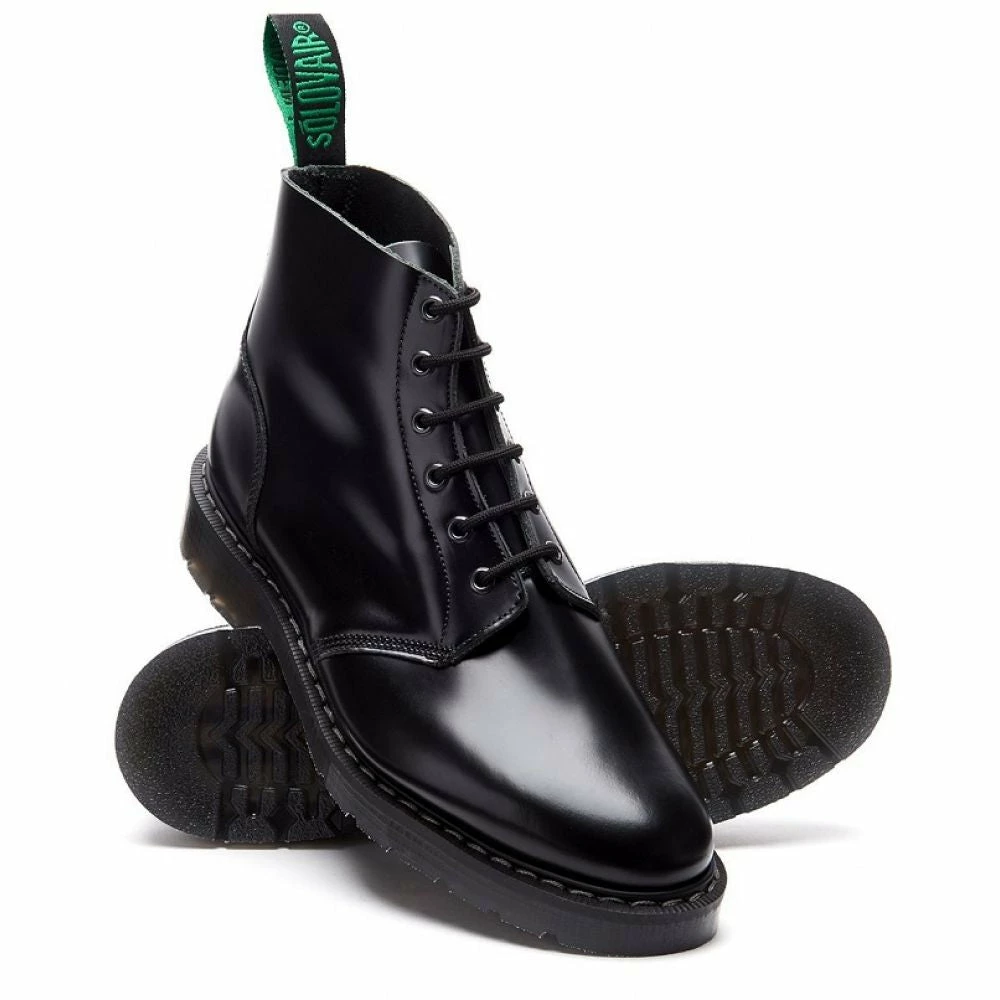 Solovair 6 Eye Astronaut Boot In Black Hi-Shine - Image 2