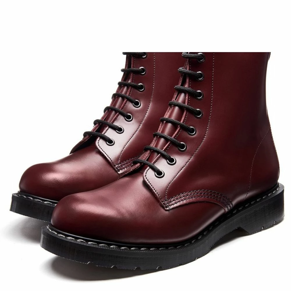 Solovair 8 Eye Derby Boot In Oxblood Hi-Shine - Image 3